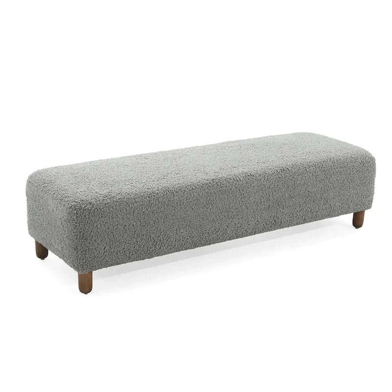 Fabric Upholstered Ottoman Bench with Wood Frame