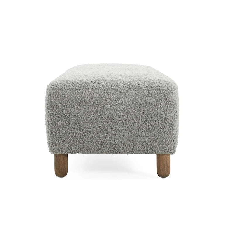 Fabric Upholstered Ottoman Bench with Wood Frame