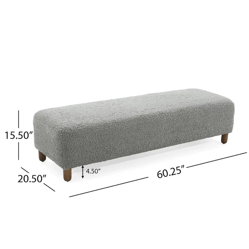 Fabric Upholstered Ottoman Bench with Wood Frame