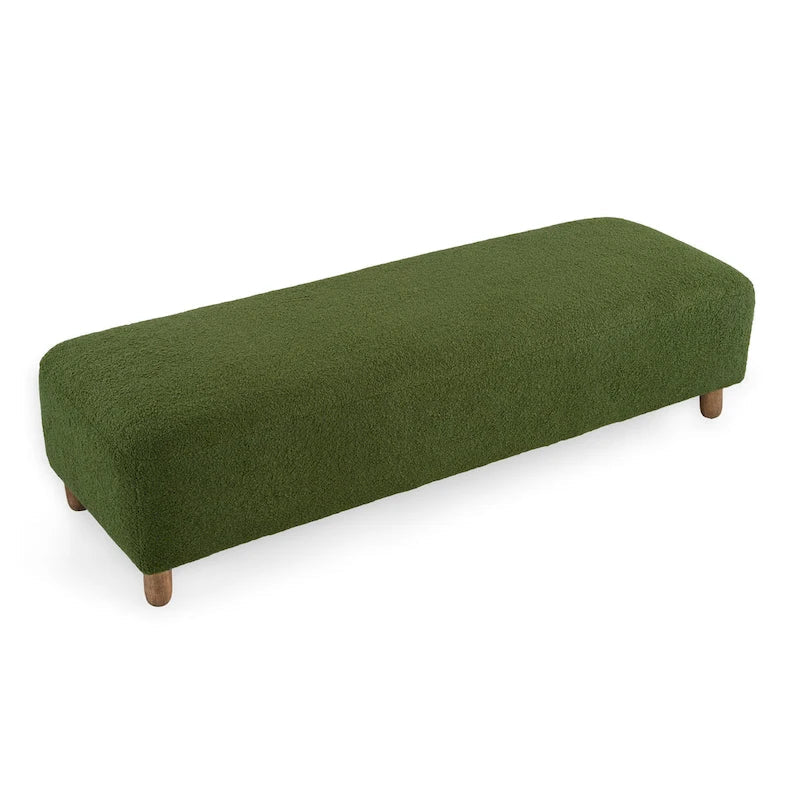 Fabric Upholstered Ottoman Bench with Wood Frame