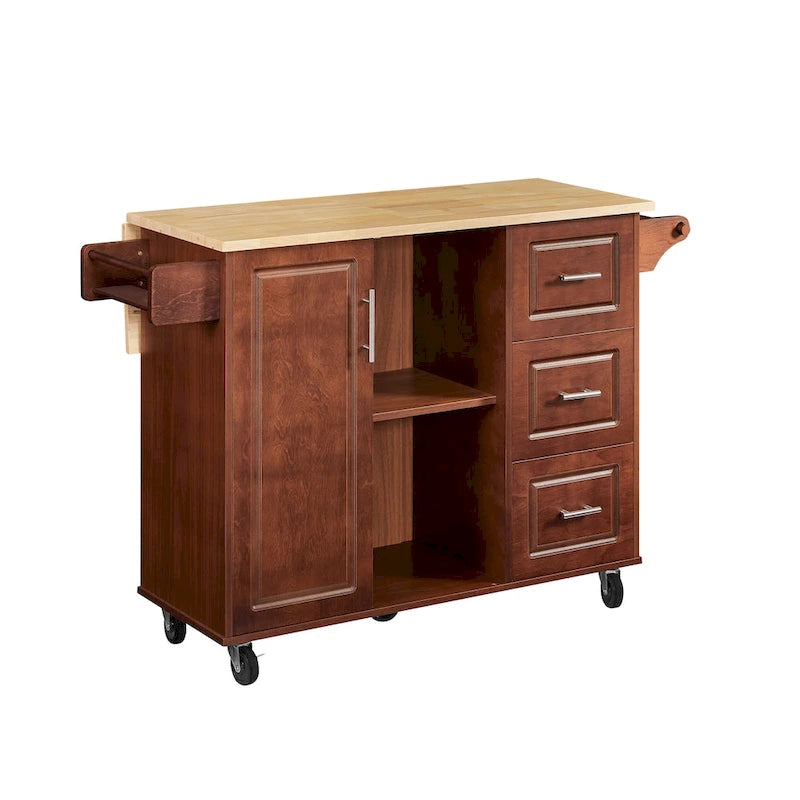 Mobile Kitchen Island Cart With 3 drawers