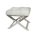 Leather Upholstered Tufted Home Bench with Silver Diagonal Base - Grey - Roche River Decor